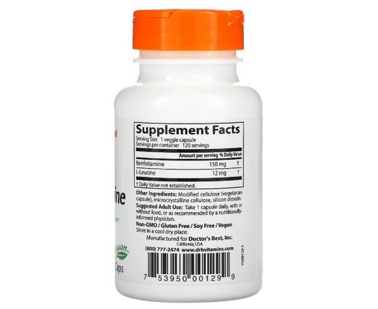 Витамин Doctor's Best Бенфотиамин, Benfotiamine 150, 150 мг, 120 капсул (DRB-00129), изображение 2 Витамин Doctor's Best Бенфотиамин, Benfotiamine 150, 150 мг, 120 капсул (DRB-00129), изображение 2