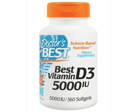 Витамин Doctor's Best Витамин D3 5000IU, 360 желатиновых капсул (DRB-00250)