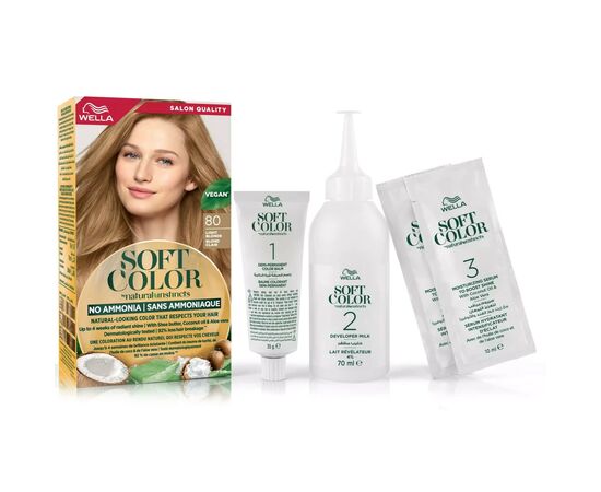 Краска для волос Wella Soft Color Безаммиачная 80 - Светлый блонд (3614228865746), изображение 5 Краска для волос Wella Soft Color Безаммиачная 80 - Светлый блонд (3614228865746), изображение 5