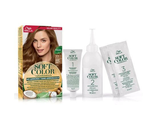 Краска для волос Wella Soft Color Безаммиачная 77 - Золотисто-коричневый (3614228865777), изображение 5 Краска для волос Wella Soft Color Безаммиачная 77 - Золотисто-коричневый (3614228865777), изображение 5