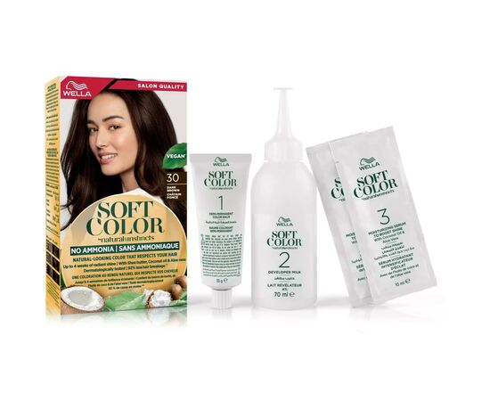 Краска для волос Wella Soft Color Безаммиачная 30 - Темно-коричневый (3614228865869), изображение 5 Краска для волос Wella Soft Color Безаммиачная 30 - Темно-коричневый (3614228865869), изображение 5