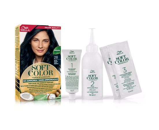 Краска для волос Wella Soft Color Безаммиачная 28 - Сине-черный (3614228865876), изображение 5 Краска для волос Wella Soft Color Безаммиачная 28 - Сине-черный (3614228865876), изображение 5