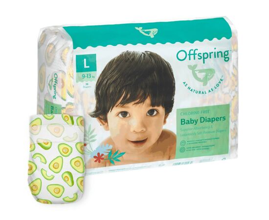 Подгузники Offspring Размер L (9-13 кг) 36 шт, Авокадо (9355465009183) (DP-OI-FAT-L36P-AVO)