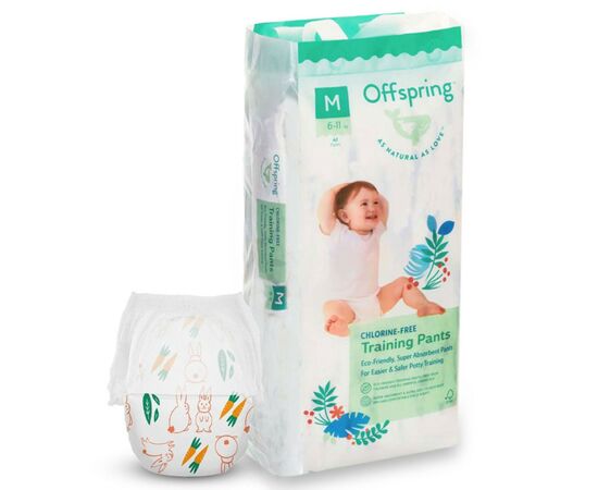 Подгузники Offspring трусики Размер M (6-11 кг) 42 шт, Зайчики (9355465009596) (DP-OI-FAP-M42P-HBN)