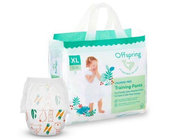 Подгузники Offspring трусики Размер XL (12-20 кг) 30 шт, Зайчики (9355465009572) (DP-OI-FAP-XL30P-HBN)