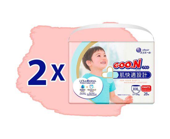 Подгузники GOO.N Plus для дітей 13-25 кг розмір XXL унісекс 56 шт (21000634-2), изображение 2 Подгузники GOO.N Plus для дітей 13-25 кг розмір XXL унісекс 56 шт (21000634-2), изображение 2