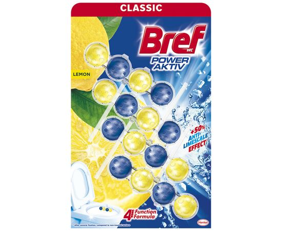 Туалетний блок Bref Сила Актив Лимон 4 х 50 г (9000101308969/9000101308907)