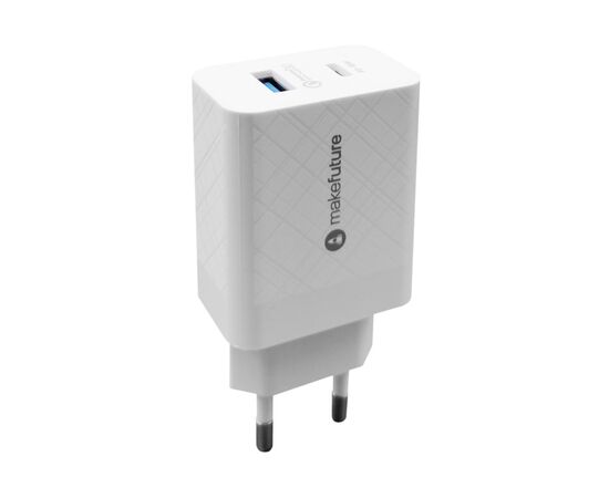 Зарядное устройство MakeFuture 18W Type-C PD + USB QC3.0 White (MCW-32PWH)
