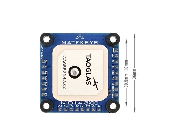 GPS модуль для дрона MATEKSYS M10-L4-3100 (M10-L4-3100/HP024.0106), изображение 3 GPS модуль для дрона MATEKSYS M10-L4-3100 (M10-L4-3100/HP024.0106), изображение 3