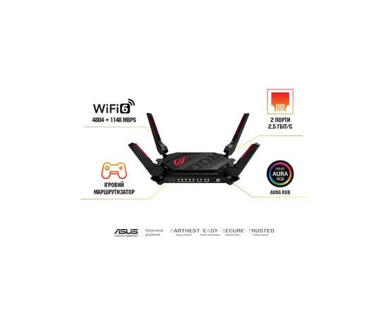 Маршрутизатор ASUS GT-AX6000 (90IG0780-MU9B00), изображение 5 Маршрутизатор ASUS GT-AX6000 (90IG0780-MU9B00), изображение 5