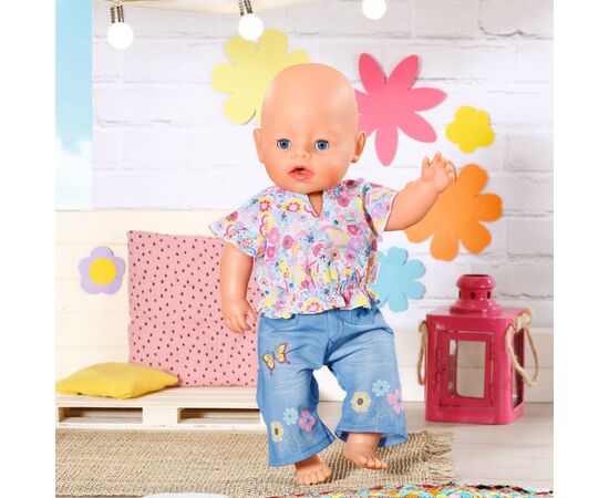 Аксессуар к кукле Zapf Одежда для куклы Baby Born - Цветочный джинс (832677), изображение 6 Аксессуар к кукле Zapf Одежда для куклы Baby Born - Цветочный джинс (832677), изображение 6