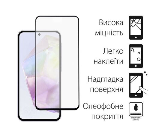 Скло захисне Dengos Full Glue Samsung Galaxy A35 5G (black) (TGFG-344), зображення 2