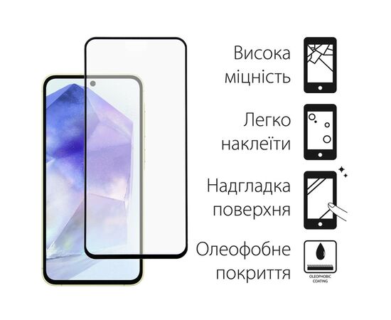 Стекло защитное Dengos Full Glue Samsung Galaxy A55 5G (black) (TGFG-345), изображение 2 Стекло защитное Dengos Full Glue Samsung Galaxy A55 5G (black) (TGFG-345), изображение 2