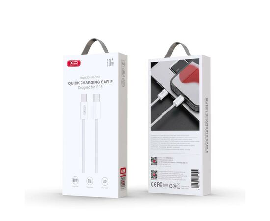 Дата кабель USB-C to USB-C NB-Q259 60W White XO (XO-NB-Q259-WH), изображение 5 Дата кабель USB-C to USB-C NB-Q259 60W White XO (XO-NB-Q259-WH), изображение 5