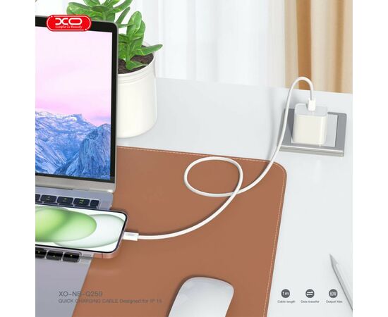 Дата кабель USB-C to USB-C NB-Q259 60W White XO (XO-NB-Q259-WH), изображение 7 Дата кабель USB-C to USB-C NB-Q259 60W White XO (XO-NB-Q259-WH), изображение 7