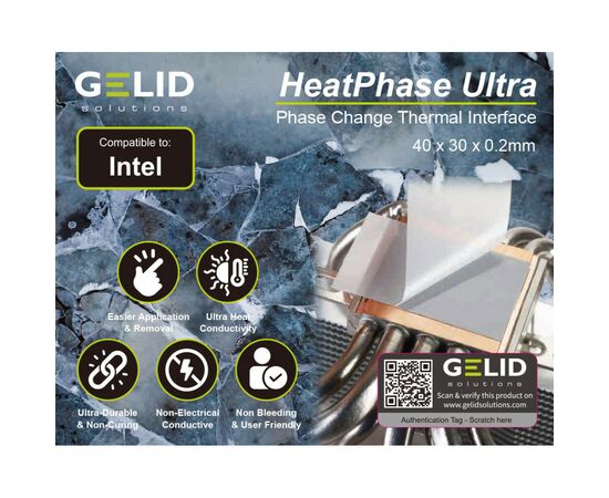 Термопрокладка Gelid Solutions HeatPhase Ultra for Intel CPU (PH-GC-02-I), зображення 3 Термопрокладка Gelid Solutions HeatPhase Ultra for Intel CPU (PH-GC-02-I), зображення 3
