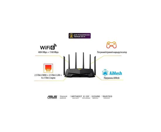 Маршрутизатор ASUS TUF-AX6000 (90IG07X0-MO3C00), изображение 11 Маршрутизатор ASUS TUF-AX6000 (90IG07X0-MO3C00), изображение 11