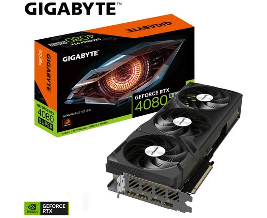 Видеокарта GIGABYTE GeForce RTX4080 SUPER 16Gb WINDFORCE V2 (GV-N408SWF3V2-16GD), изображение 9 Видеокарта GIGABYTE GeForce RTX4080 SUPER 16Gb WINDFORCE V2 (GV-N408SWF3V2-16GD), изображение 9
