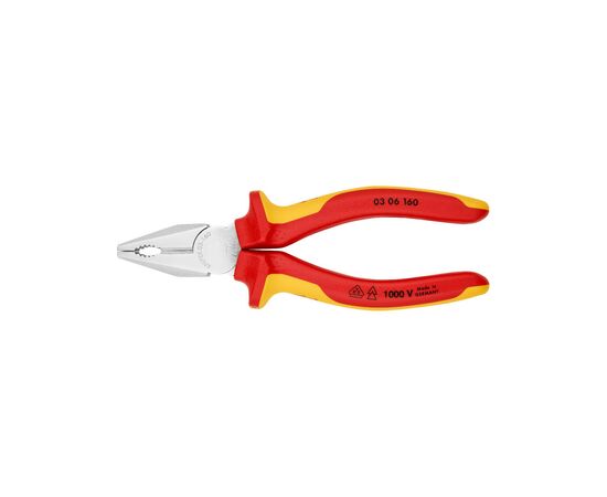 Плоскогубцы KNIPEX комбинированные диэлектрические VDE (03 06 160), изображение 3 Плоскогубцы KNIPEX комбинированные диэлектрические VDE (03 06 160), изображение 3