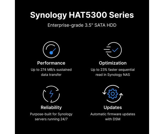 Жесткий диск для сервера Synology 3.5" 8TБ SATA 7200 (HAT5310-8T), изображение 3 Жесткий диск для сервера Synology 3.5" 8TБ SATA 7200 (HAT5310-8T), изображение 3