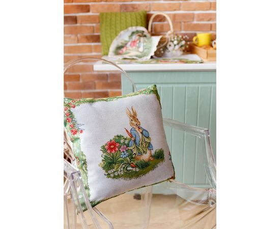 Наволочка Прованс гобеленовая декоративная Заяц с морковью Лужайка 45х45 см (034242), изображение 4