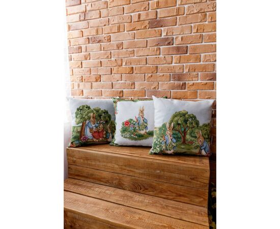 Наволочка Прованс гобеленовая декоративная Заяц с морковью Лужайка 45х45 см (034242), изображение 5