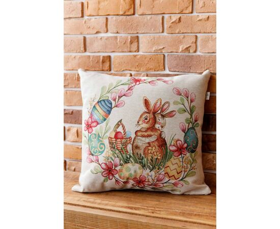 Наволочка Прованс гобеленова декоративна Зайчата в віночку Злагода 45х45 см (034254), зображення 2 Наволочка Прованс гобеленова декоративна Зайчата в віночку Злагода 45х45 см (034254), зображення 2