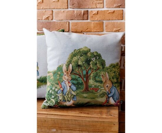 Наволочка Прованс гобеленова декоративна Пара зайців Галявина 45х45 см (034238), зображення 2 Наволочка Прованс гобеленова декоративна Пара зайців Галявина 45х45 см (034238), зображення 2