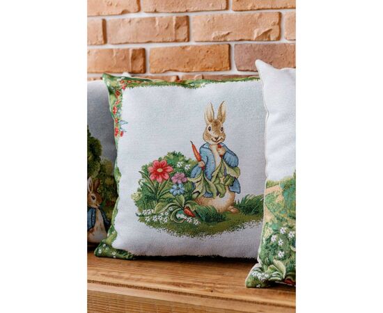 Подушка Прованс декоративная гобеленовая Заяц с морковью Поляна 45х45 см (034248), изображение 2