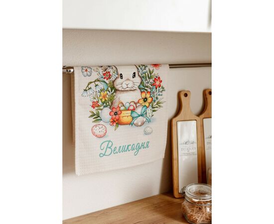 Рушник Прованс Великодній вафельний Пасхальний Заєць 33х60 см (034626), зображення 2