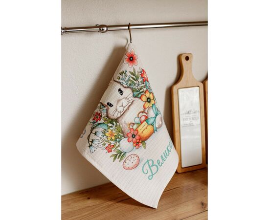 Рушник Прованс Великодній вафельний Пасхальний Заєць 33х60 см (034626), зображення 3