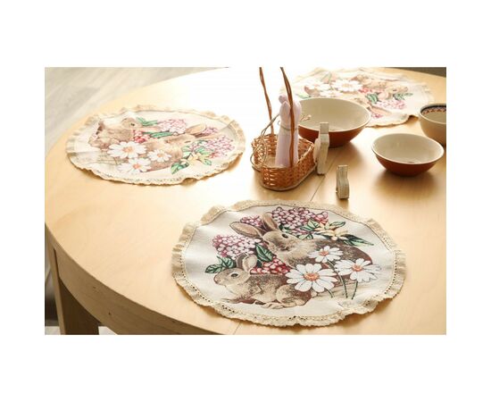 Салфетка на стол Прованс гобеленовая круглая Alicia D-35 (026073), изображение 2 Салфетка на стол Прованс гобеленовая круглая Alicia D-35 (026073), изображение 2