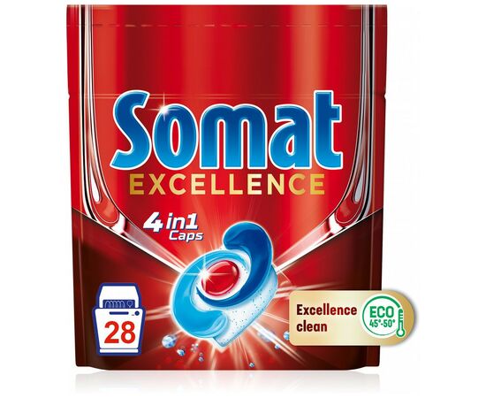 Таблетки для посудомийних машин Somat Excellence 28 шт. (9000101576139), зображення 2 Таблетки для посудомийних машин Somat Excellence 28 шт. (9000101576139), зображення 2