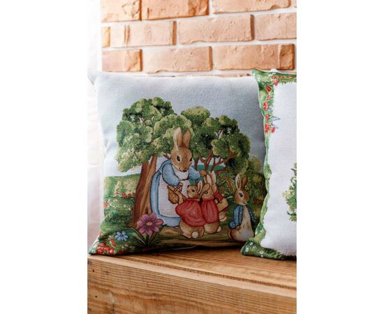 Подушка Прованс декоративная гобеленовая Зайчиха с зайчатами Поляна 45х45 см (034246), изображение 2