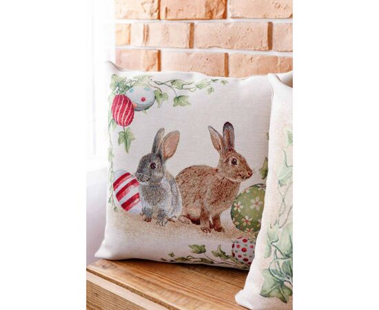 Подушка Прованс декоративная гобеленовая Пара зайцев с писанками Веснянка 45х45 см (034270), изображение 2 Подушка Прованс декоративная гобеленовая Пара зайцев с писанками Веснянка 45х45 см (034270), изображение 2