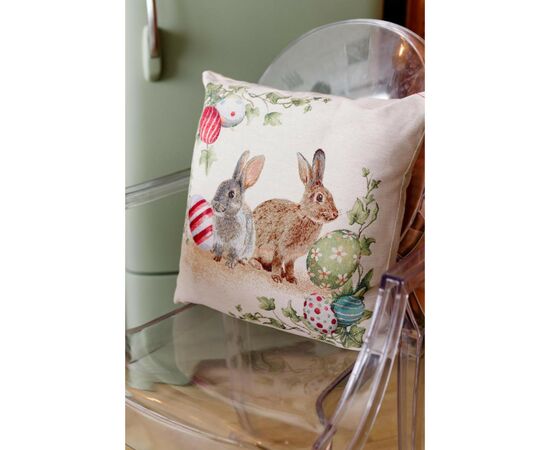 Подушка Прованс декоративная гобеленовая Пара зайцев с писанками Веснянка 45х45 см (034270), изображение 3 Подушка Прованс декоративная гобеленовая Пара зайцев с писанками Веснянка 45х45 см (034270), изображение 3