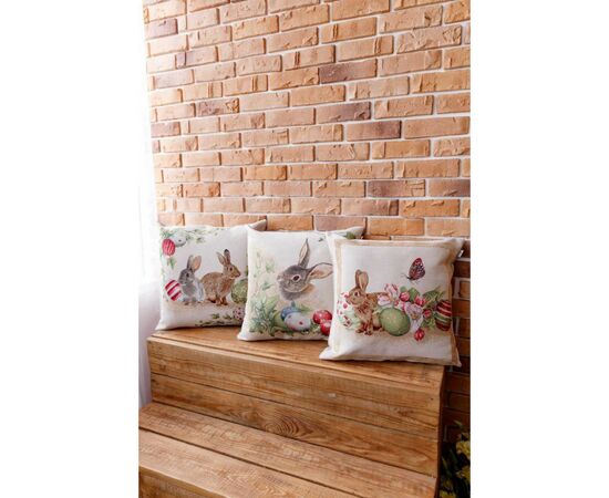 Подушка Прованс декоративная гобеленовая Пара зайцев с писанками Веснянка 45х45 см (034270), изображение 4 Подушка Прованс декоративная гобеленовая Пара зайцев с писанками Веснянка 45х45 см (034270), изображение 4