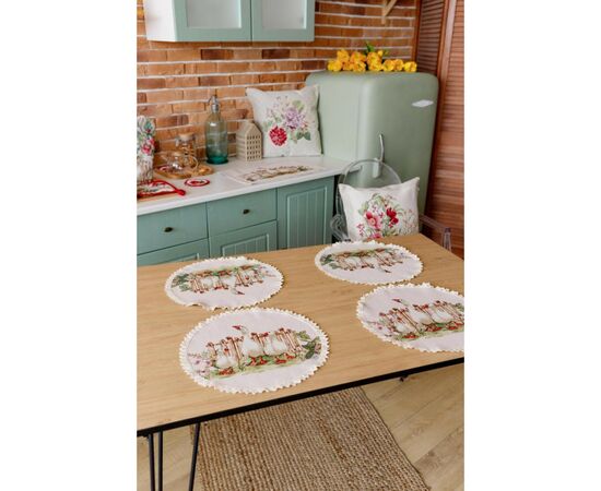 Салфетка на стол Прованс гобеленовая круглая Гуси D-35 (034081), изображение 5 Салфетка на стол Прованс гобеленовая круглая Гуси D-35 (034081), изображение 5