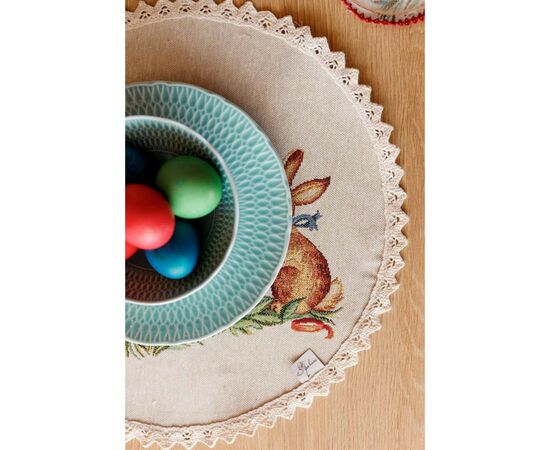 Салфетка на стол Прованс Пасхальная гобеленовая круглая Злагода D-35 (034089), изображение 3 Салфетка на стол Прованс Пасхальная гобеленовая круглая Злагода D-35 (034089), изображение 3