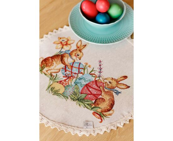 Салфетка на стол Прованс Пасхальная гобеленовая круглая Злагода D-35 (034089), изображение 5 Салфетка на стол Прованс Пасхальная гобеленовая круглая Злагода D-35 (034089), изображение 5