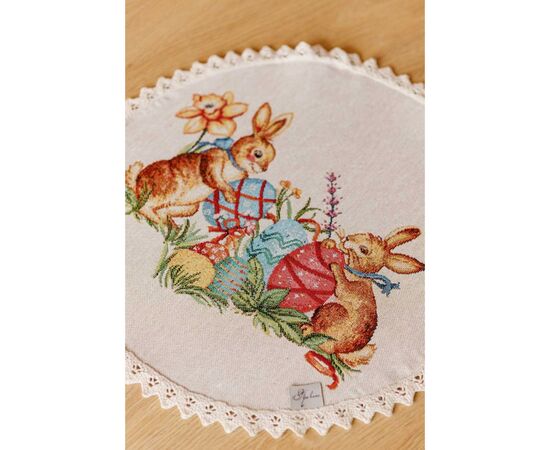 Салфетка на стол Прованс Пасхальная гобеленовая круглая Злагода D-35 (034089), изображение 6 Салфетка на стол Прованс Пасхальная гобеленовая круглая Злагода D-35 (034089), изображение 6