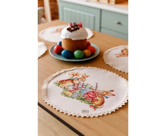 Салфетка на стол Прованс Пасхальная гобеленовая круглая Злагода D-35 (034089), изображение 9 Салфетка на стол Прованс Пасхальная гобеленовая круглая Злагода D-35 (034089), изображение 9