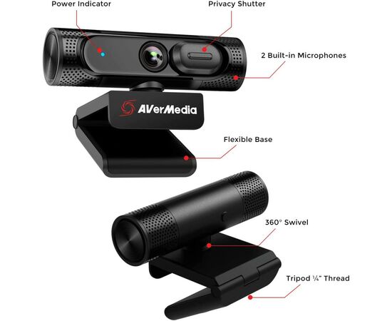 Веб-камера AVerMedia Live Streamer CAM PW315 Full HD Black (40AAPW315AVV), изображение 3 Веб-камера AVerMedia Live Streamer CAM PW315 Full HD Black (40AAPW315AVV), изображение 3