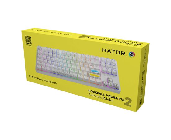 Клавиатура Hator Rockfall 2 Mecha TKL Authentic Edition Aurum Milky Way Silent USB White (HTK-531), изображение 6 Клавиатура Hator Rockfall 2 Mecha TKL Authentic Edition Aurum Milky Way Silent USB White (HTK-531), изображение 6