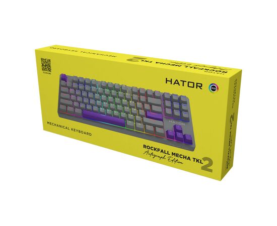 Клавиатура Hator Rockfall 2 Autograph Edition Mecha TKL Aurum Choco USB Titanium (HTK-526), изображение 6 Клавиатура Hator Rockfall 2 Autograph Edition Mecha TKL Aurum Choco USB Titanium (HTK-526), изображение 6
