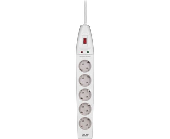 Сетевой фильтр питания 2E 5XSchuko, 3G*1.5мм, 2м, white (2E-SP515M2WH), изображение 2 Сетевой фильтр питания 2E 5XSchuko, 3G*1.5мм, 2м, white (2E-SP515M2WH), изображение 2