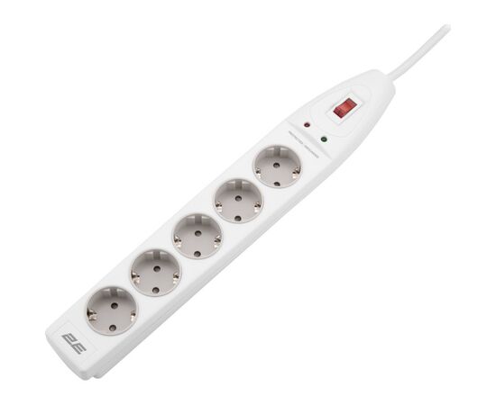 Сетевой фильтр питания 2E 5XSchuko, 3G*1.5мм, 2м, white (2E-SP515M2WH), изображение 3 Сетевой фильтр питания 2E 5XSchuko, 3G*1.5мм, 2м, white (2E-SP515M2WH), изображение 3