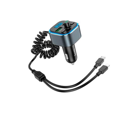 Зарядное устройство HOCO E74 FM transmitter with cable 2xUSB Metal Gray (6931474789099), изображение 2