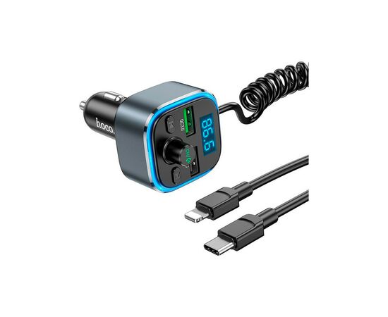 Зарядное устройство HOCO E74 FM transmitter with cable 2xUSB Metal Gray (6931474789099), изображение 3