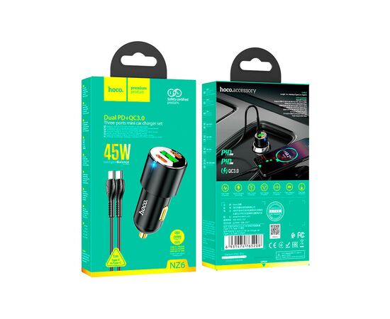 Зарядное устройство HOCO N26 2xType-C, USB-A Black (6931474765208), изображение 8